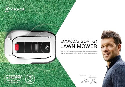 ECOVACS GOAT G1 Mähroboter ohne Begrenzungskabel für Gärten bis 1600 qm (AIVI 3D-Hindernisvermeidung, intelligente Routenplanung, Einstellung des verbotenen Bereichs, Videomanager) - 3 Jahre Garantie