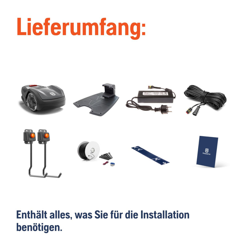 Husqvarna Mähroboter Automower Aspire R4 für 400 m² Fläche I Akku Rasenmäher Roboter, Steuerung per Connect App (inkl. Sprachsteuerung, WLAN, Bluetooth) mit Installations-Kit