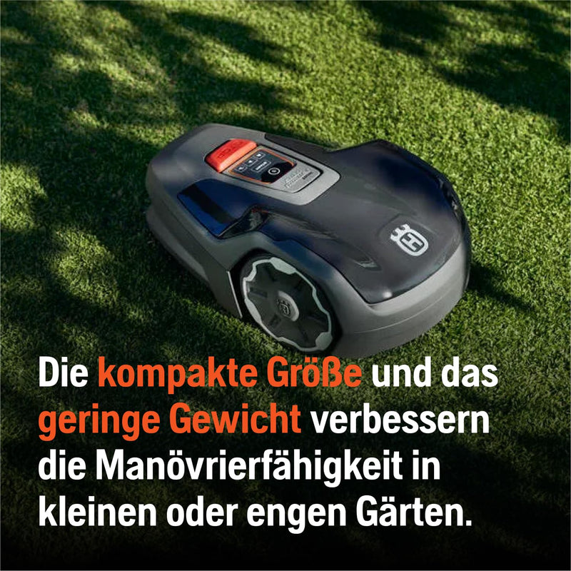 Husqvarna Mähroboter Automower Aspire R4 für 400 m² Fläche I Akku Rasenmäher Roboter, Steuerung per Connect App (inkl. Sprachsteuerung, WLAN, Bluetooth) mit Installations-Kit